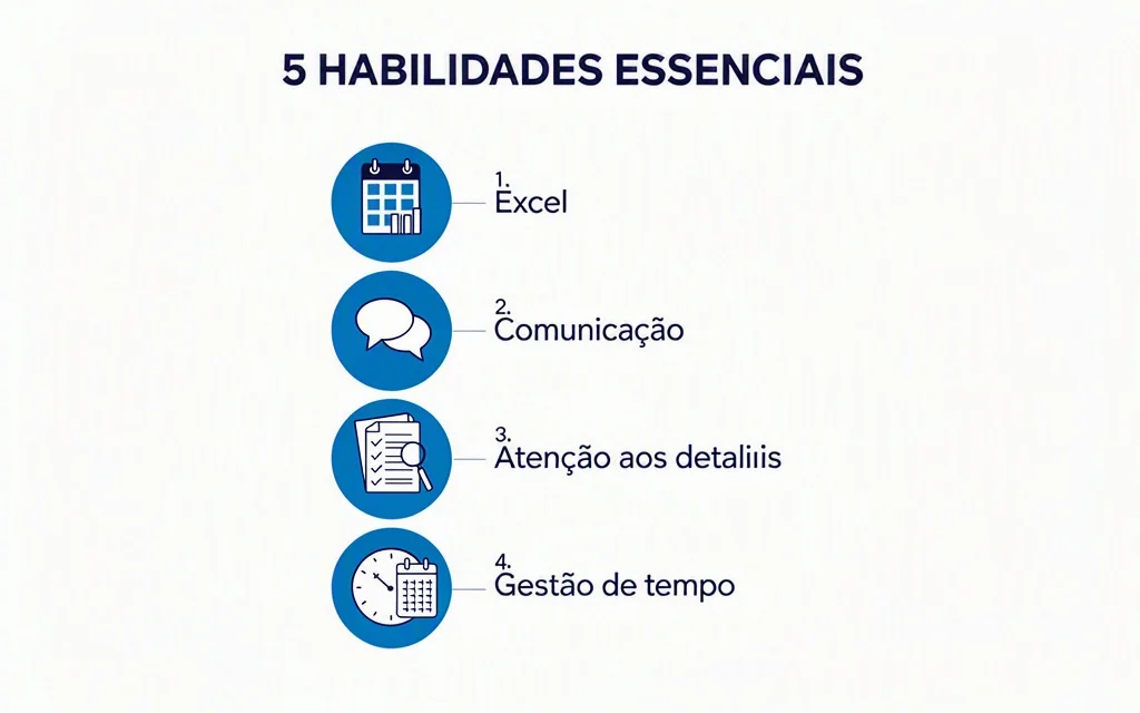 Cinco habilidades essenciais para auxiliar administrativo