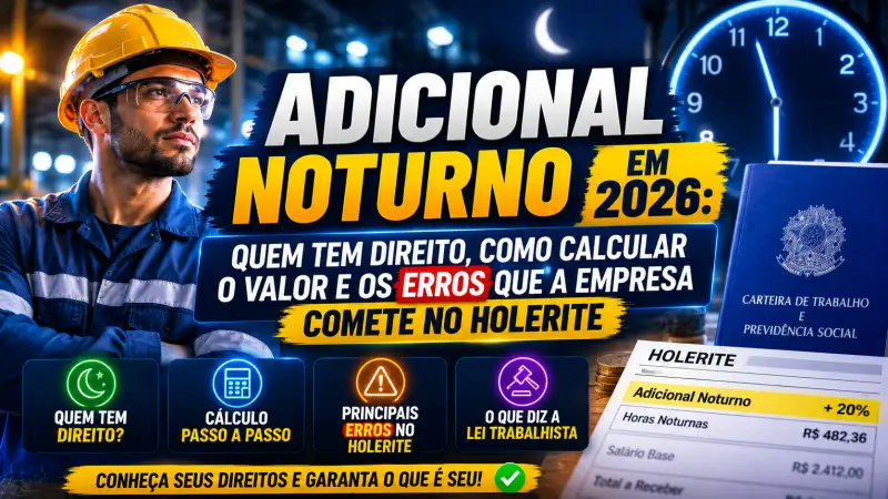 Adicional noturno em 2026: quem tem direito, como calcular o valor e os erros que a empresa comete no holerite