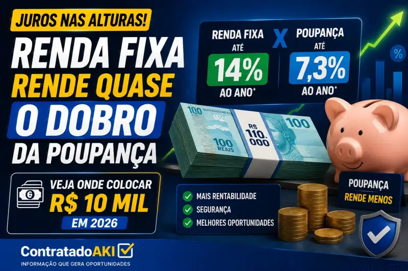 Com juros nas alturas, renda fixa rende quase o dobro da poupança: veja onde colocar R$ 10 mil em 2026