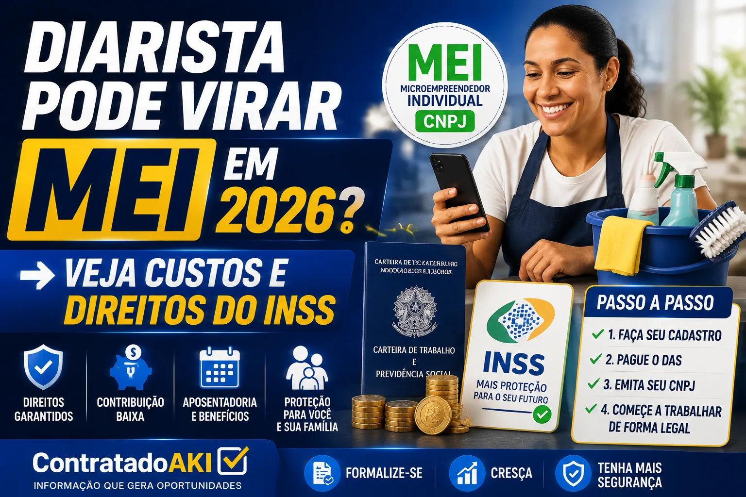 Diarista e autônomo podem virar MEI em 2026? Custos, direitos do INSS e o passo a passo para se formalizar