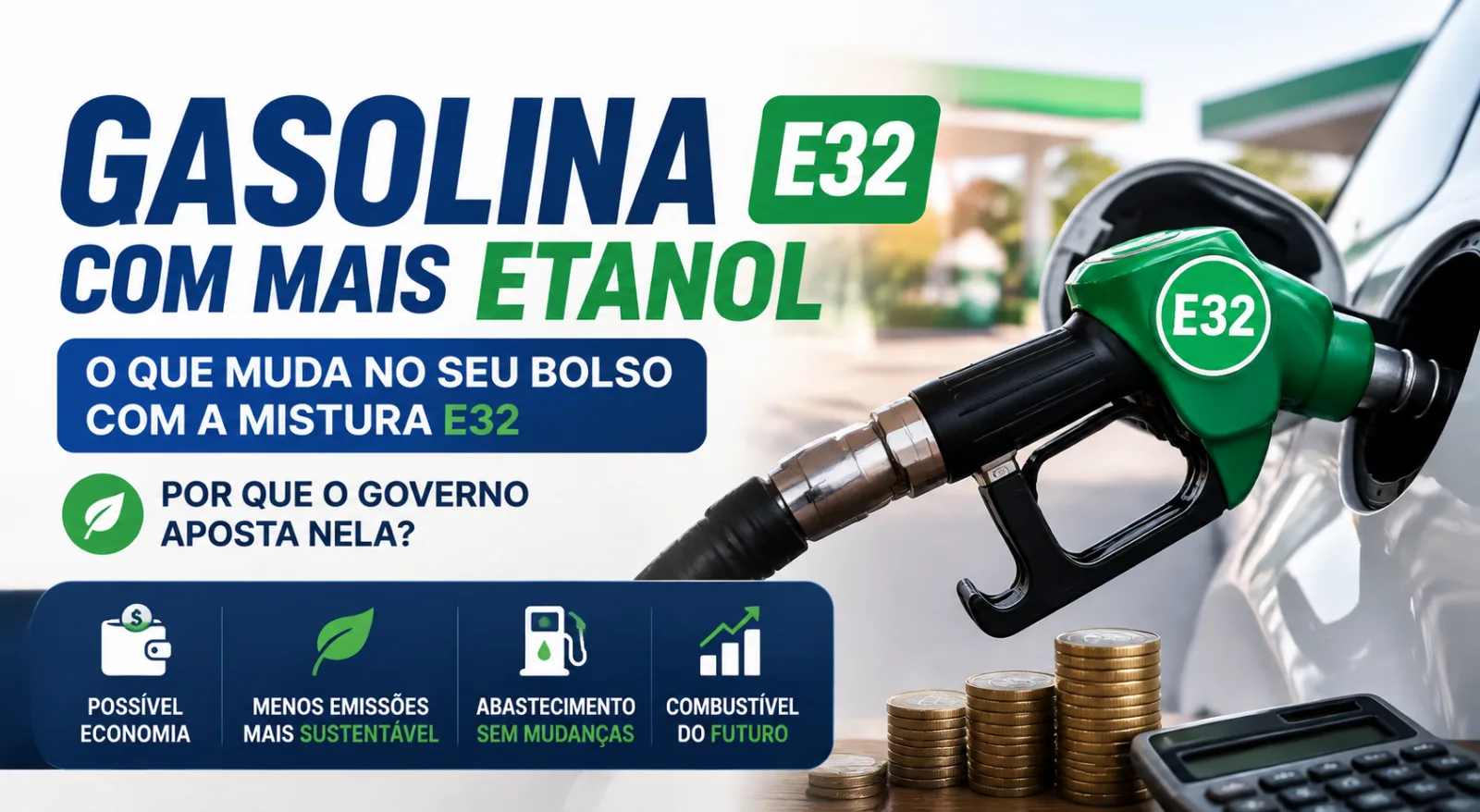Gasolina com mais etanol: o que muda no seu bolso com a mistura E32 e por que o governo aposta nela