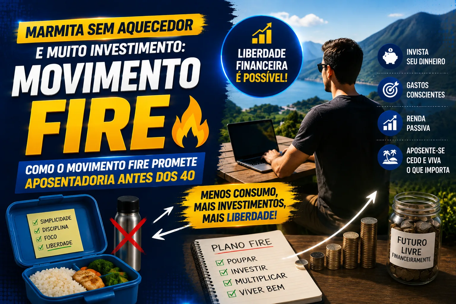 Marmita, sem aquecedor e muito investimento: como o movimento FIRE promete aposentadoria antes dos 40