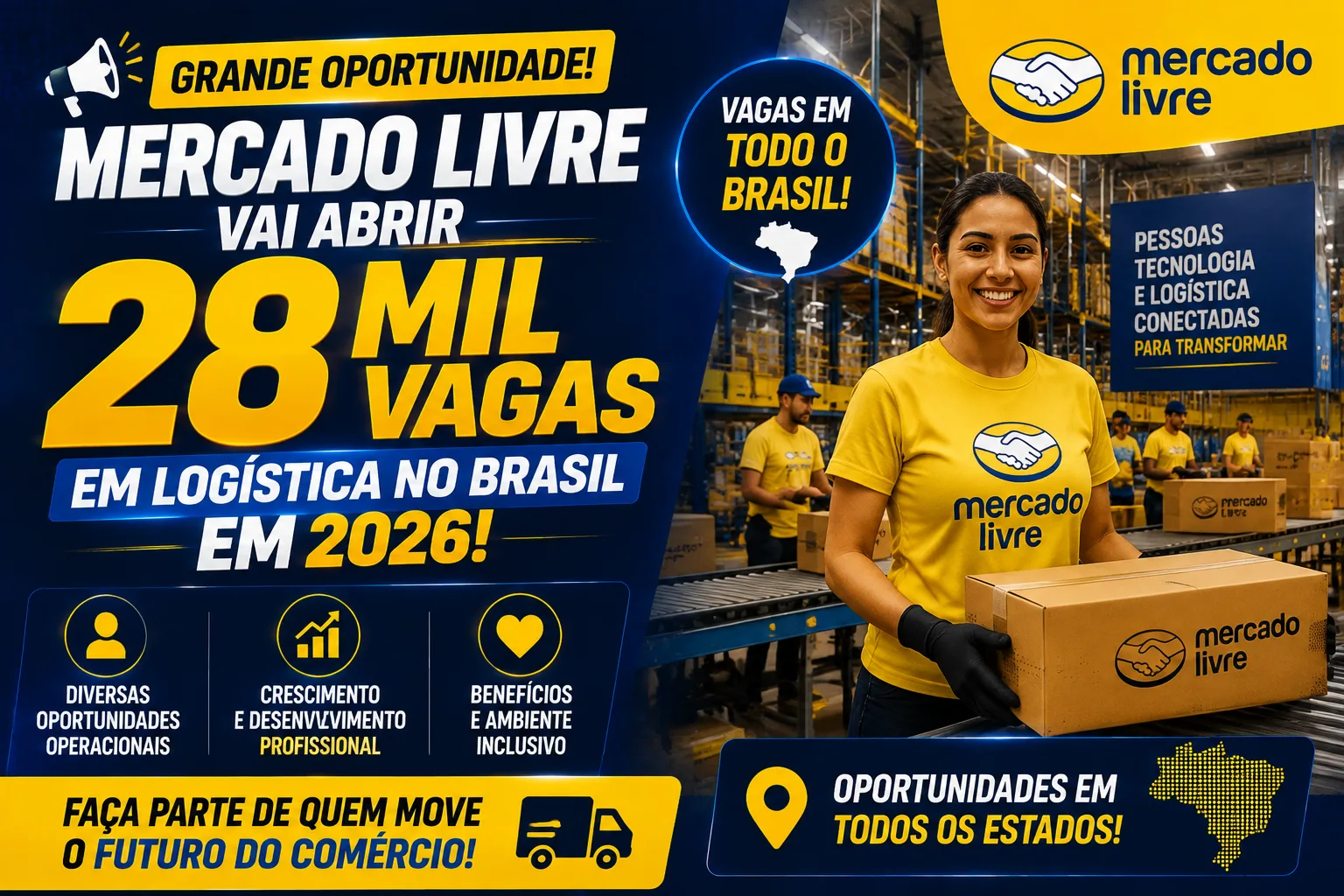 Mercado Livre vai abrir 28 mil vagas em logística no Brasil em 2026