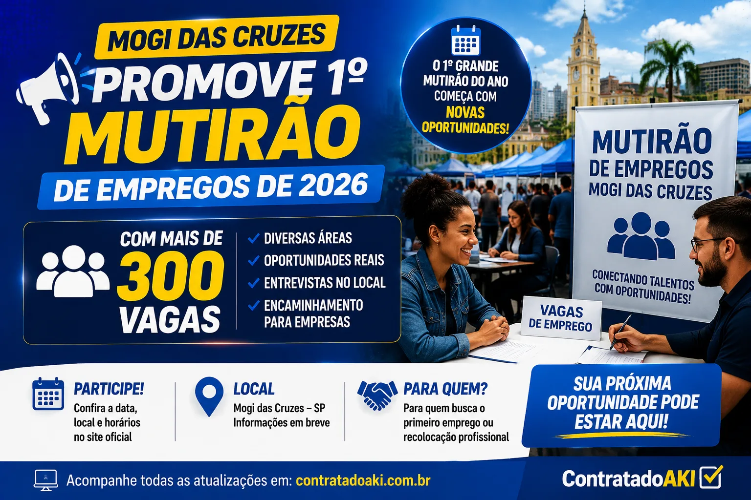 Mogi das Cruzes promove 1º Mutirão de Empregos de 2026 com mais de 300 vagas