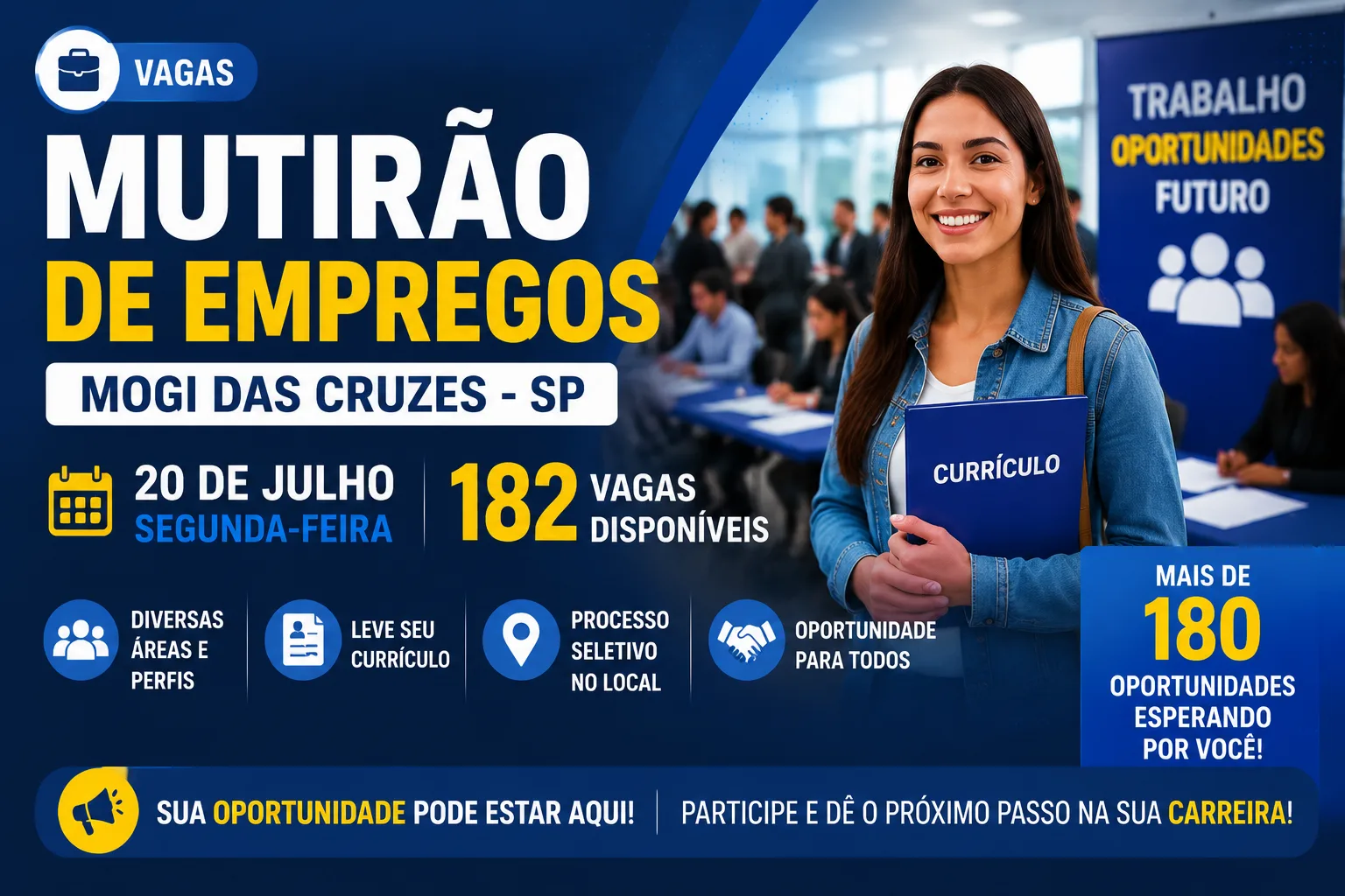 Mogi das Cruzes realiza mutirão de empregos com 182 vagas nesta segunda-feira 20 de julho