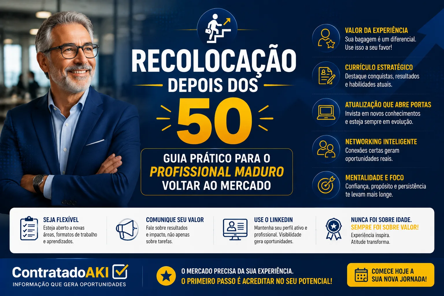 Recolocação depois dos 50: guia prático para o profissional maduro voltar ao mercado