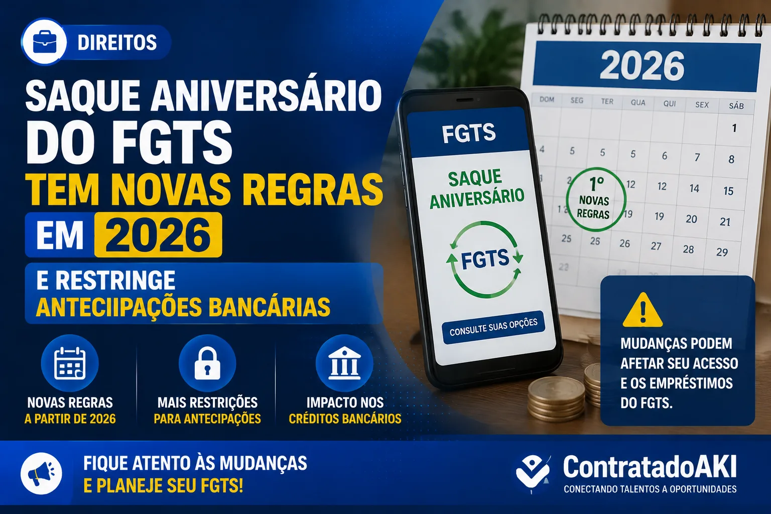 Saque-aniversário do FGTS tem novas regras em 2026 e restringe antecipações bancárias