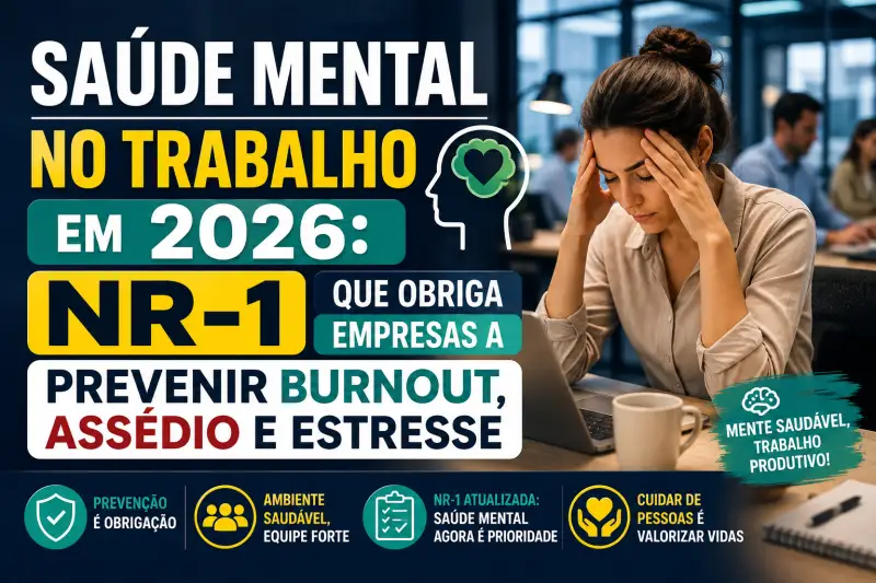 Saúde mental no trabalho em 2026: a NR-1 que obriga empresas a prevenir burnout, assédio e estresse