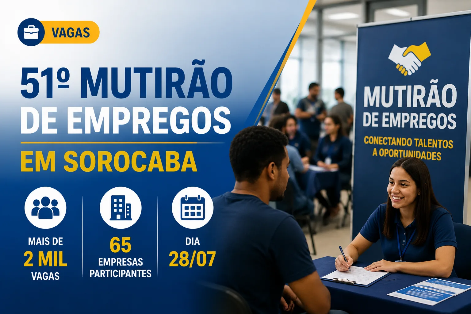 Sorocaba realiza 51º Mutirão de Empregos com mais de 2 mil vagas e 65 empresas no dia 28 de julho