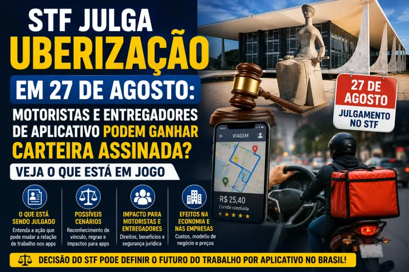 STF julga uberização em 27 de agosto: motoristas e entregadores de aplicativo podem ganhar carteira assinada? Veja o que está em jogo