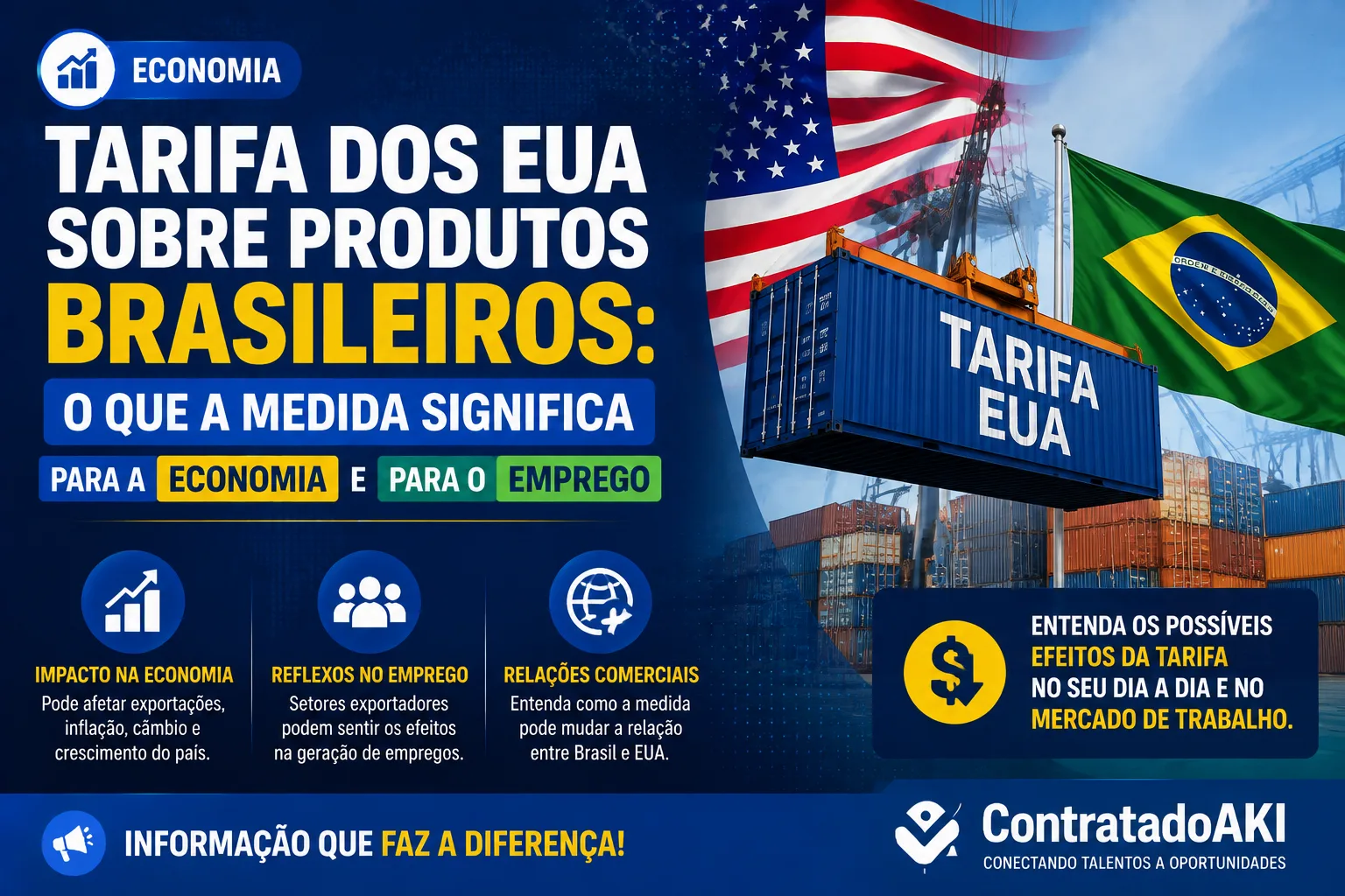 Tarifa dos EUA sobre produtos brasileiros: o que a medida significa para a economia e para o emprego