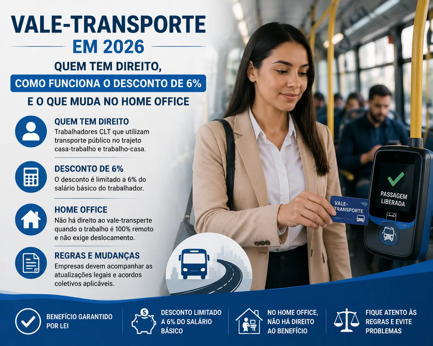 Vale-transporte em 2026: quem tem direito, como funciona o desconto de 6% e o que muda no home office
